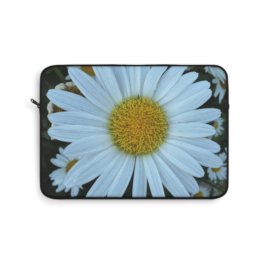 Daisy Bloom Laptop Sleeve — Vibrant White Flower Protective Case